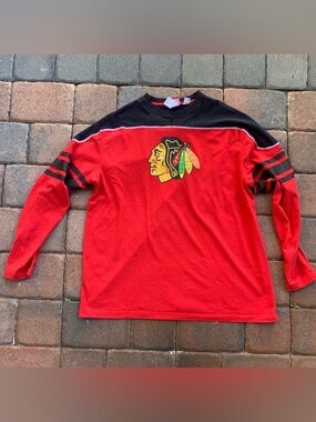 Vintage Reebok Chicago Blackhawks Long Sleeve Hockey Shirt